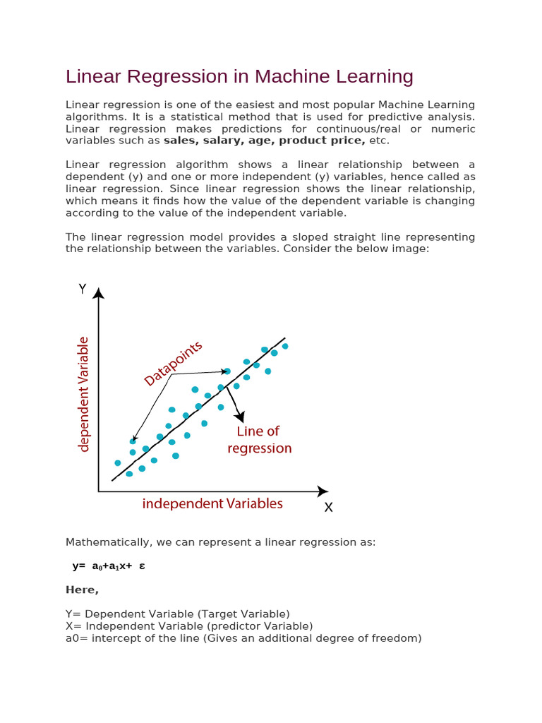 Linear Regression in Machine Learning | PDF | Linear Regression ...