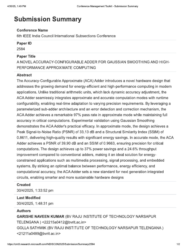 Paper Submission Summary | PDF