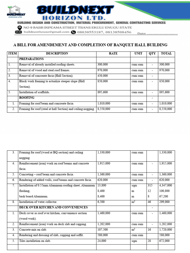 A Bill For Amendement and Completion of Bancpuet Hall Building | PDF ...