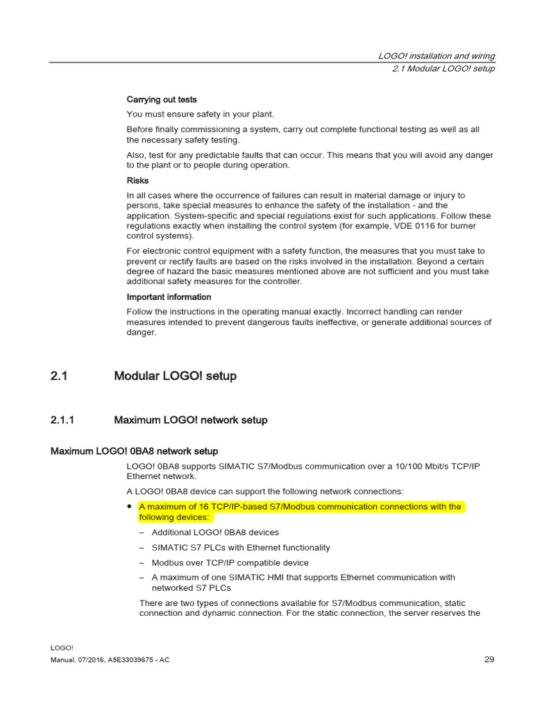 LOGO! 8 Soft Manual 0BA8 2016 - 07 (FS4) Pages 29-30 | PDF