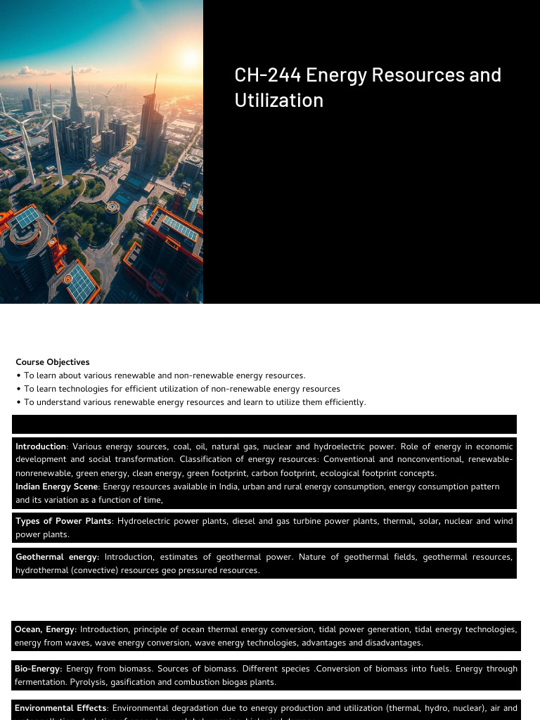 01 Energy Resources and Utilization Introduction | PDF | Renewable ...