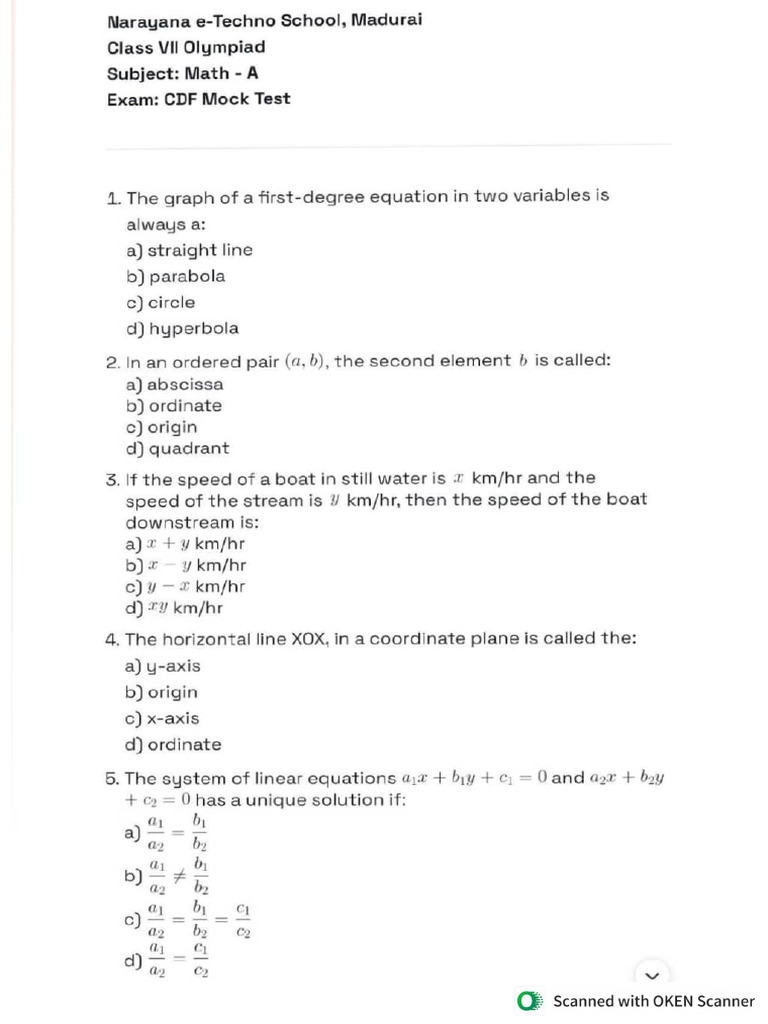 Vii Olympiad MPC CDF Mock Test Questions | PDF