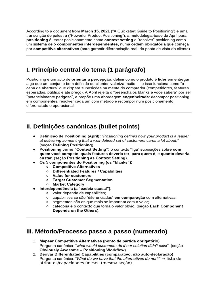 Resumo Posicionamento de Marca - A1 | PDF