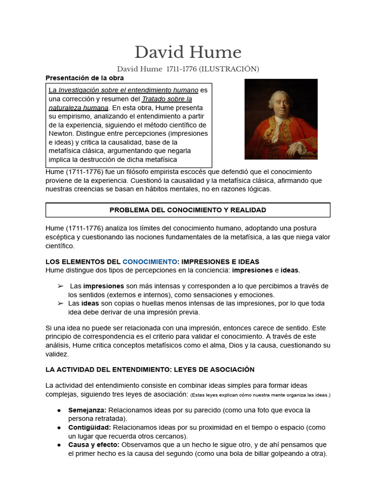 David Hume 2º Bach | PDF | David Hume | Causalidad