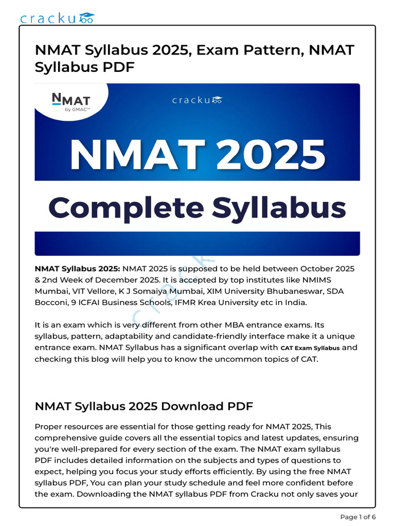 NMAT Syllabus 2025, Exam Pattern, NMAT Syllabus PDF | PDF | Reason ...