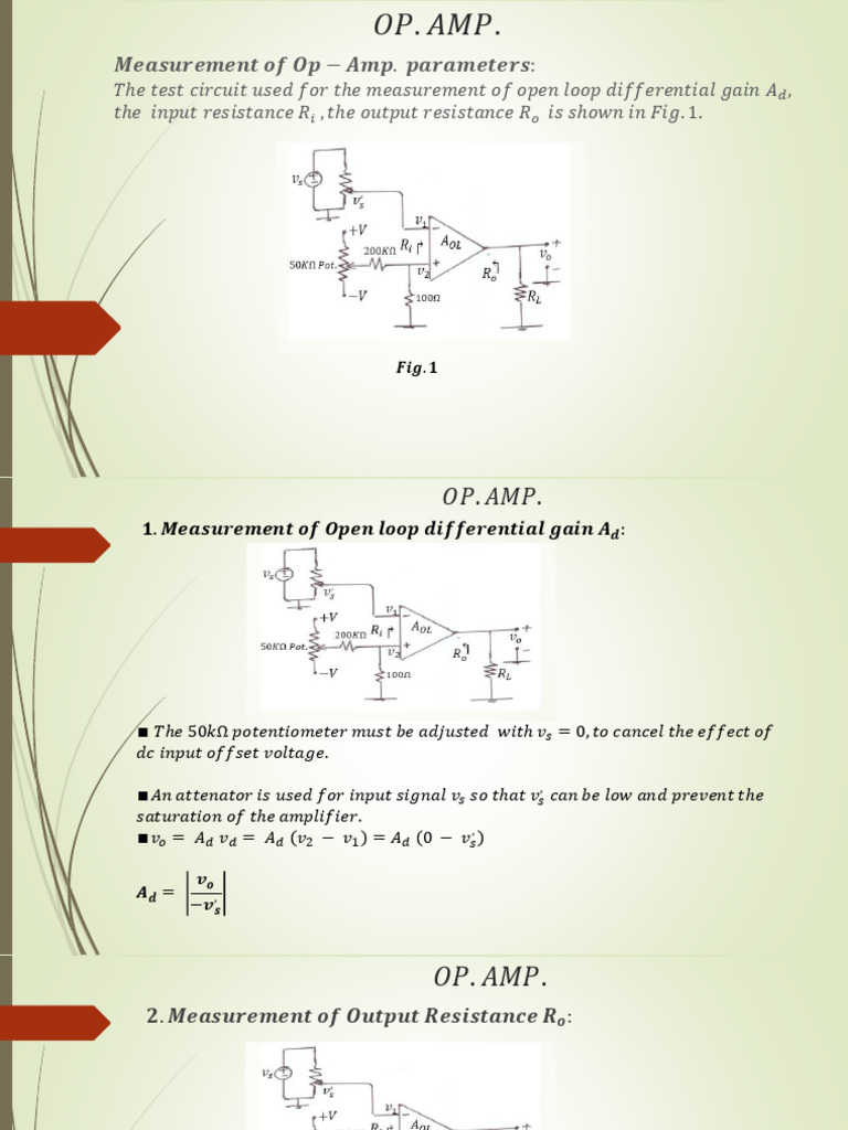 1.2-Measurement of Op. Amp. Parameters | PDF | Electronics | Analog ...