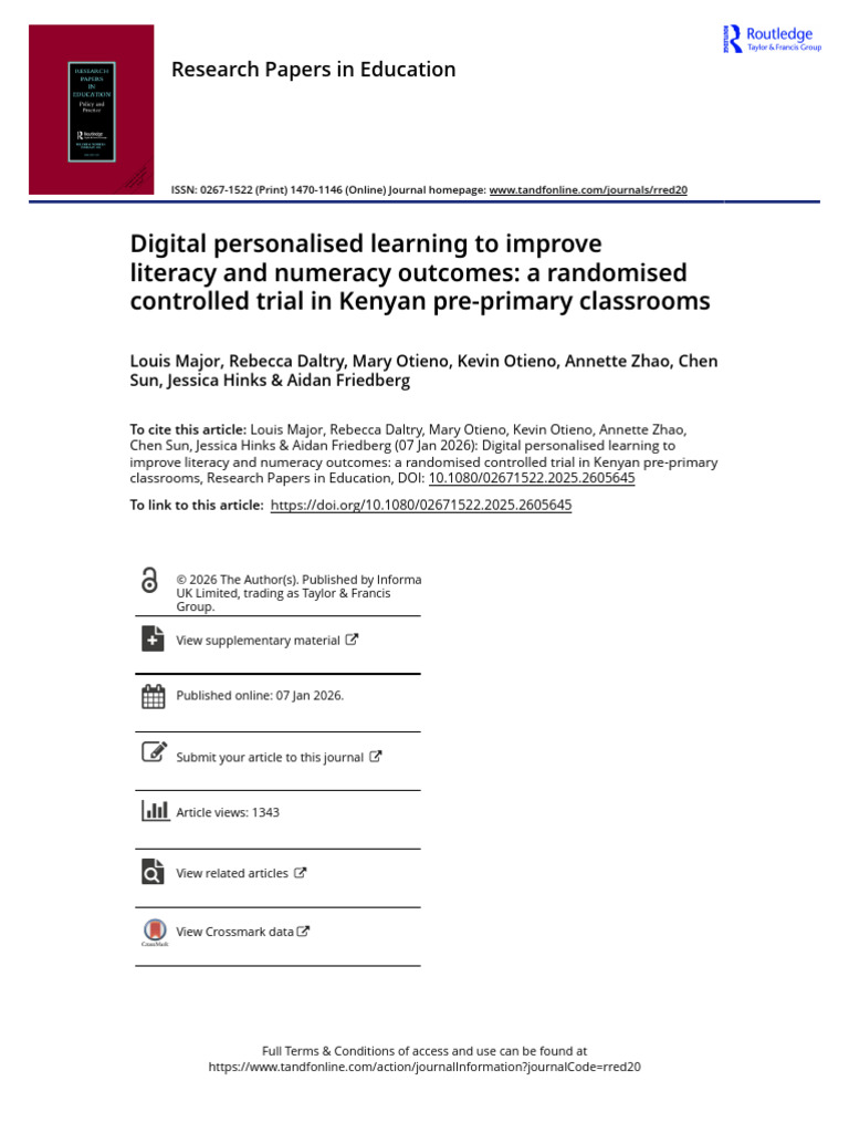 Digital Personalised Learning To Improve Literacy and Numeracy Outcomes ...