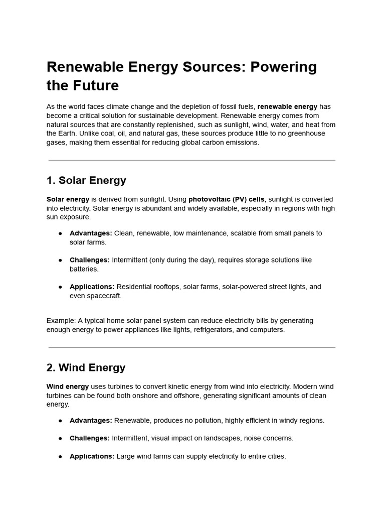 Renewable Energy Sources | PDF | Renewable Energy | Solar Power
