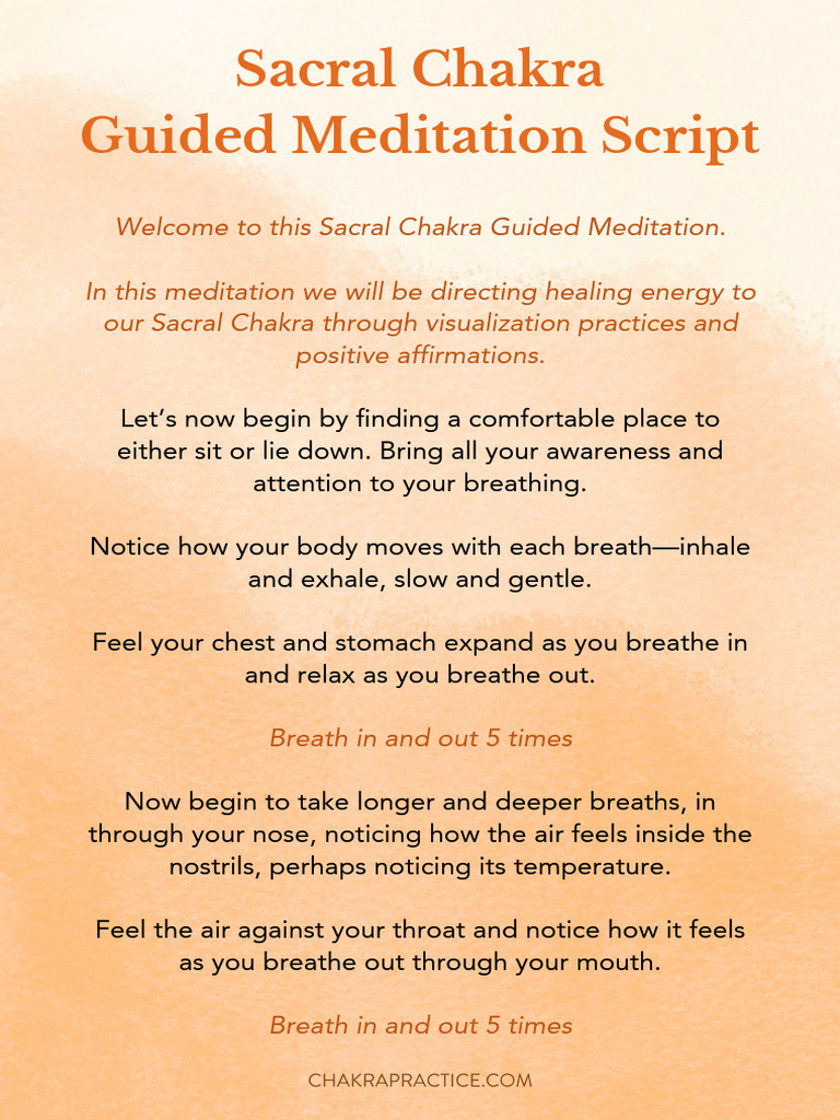 Sacral Chakra Meditation Script 1 | PDF | Breathing | Chakra