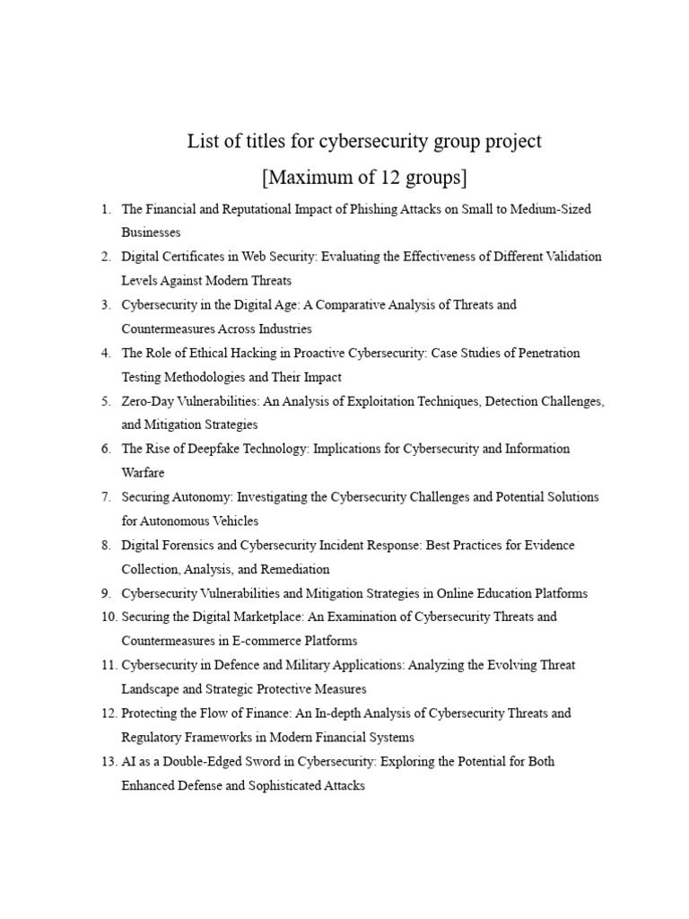 Cybersecurity Group Project | PDF