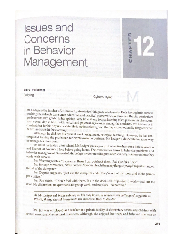 Issues and Concerns in Behavior Management | PDF