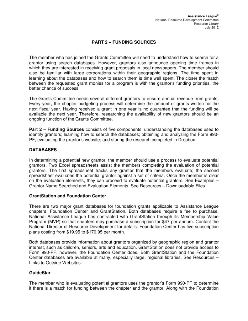RDPart2-Funding Sources 7 2012 | PDF | Grant (Money) | Evaluation