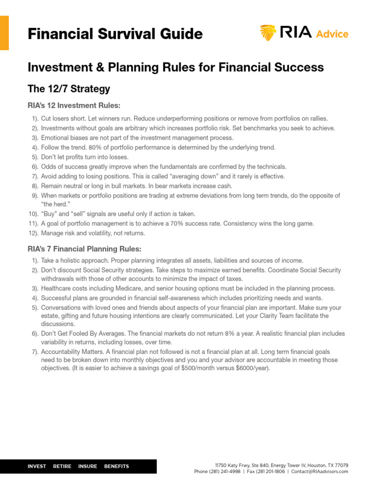 Investment and Planning Rules | PDF | Investing | Investment Management