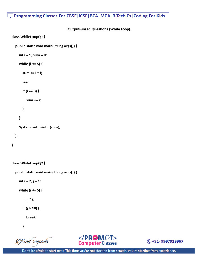 2 Output Based Questions (While Loop) | PDF