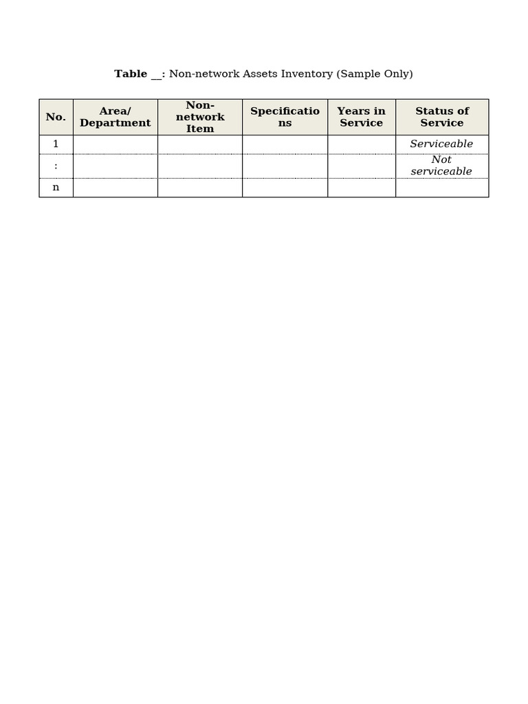 Non Network+Assets+Inventory+ (Sample+Only) 非網路資產清單（僅範例） | PDF