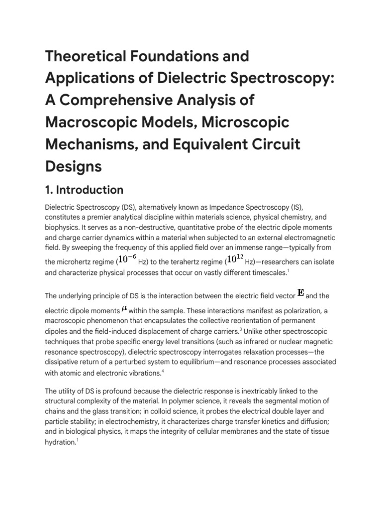 Dielectric Spectroscopy - Theory and Models | PDF | Dielectric ...