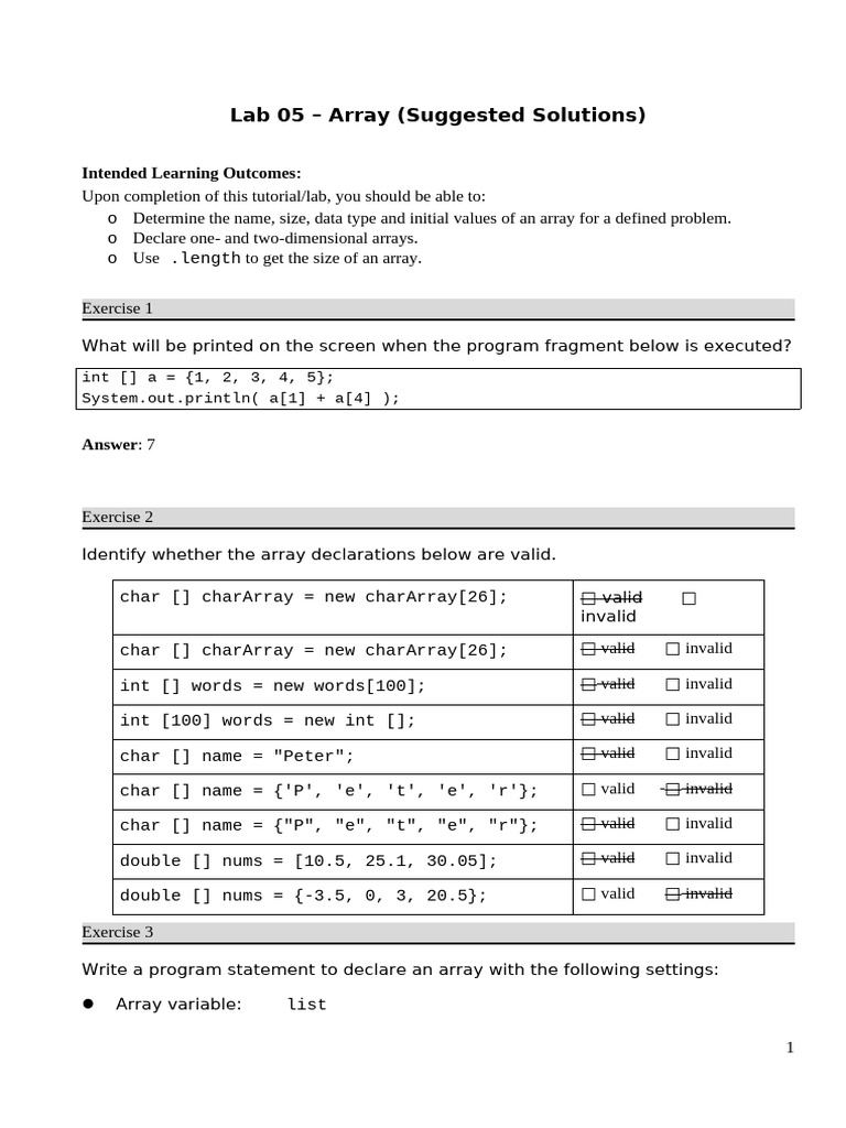 ITP4713 - Lab05 (Array) - SOLUTION | PDF | Integer (Computer Science ...