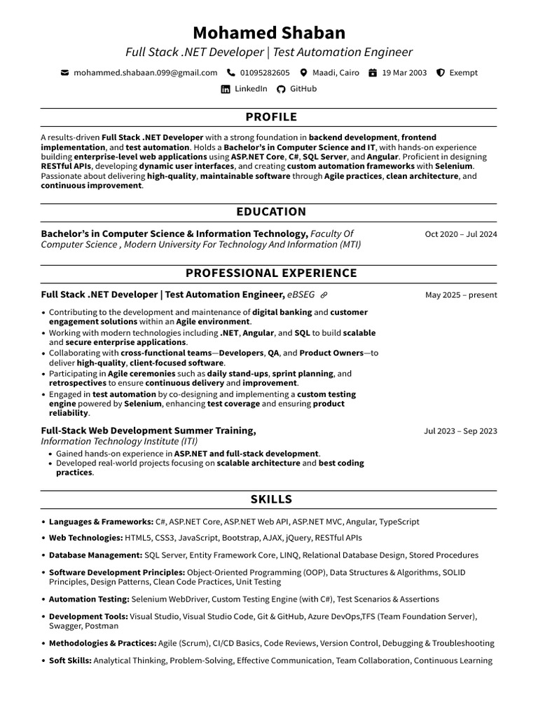 Mohamed Shaban FlowCV Resume 20250714 | PDF | Software Development ...
