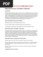 Flow & Level Calibration Notes: Differential Pressure Transmitter Calibration