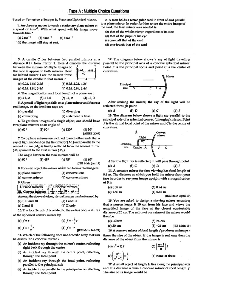 Worksheet Ray Optics 1 | PDF