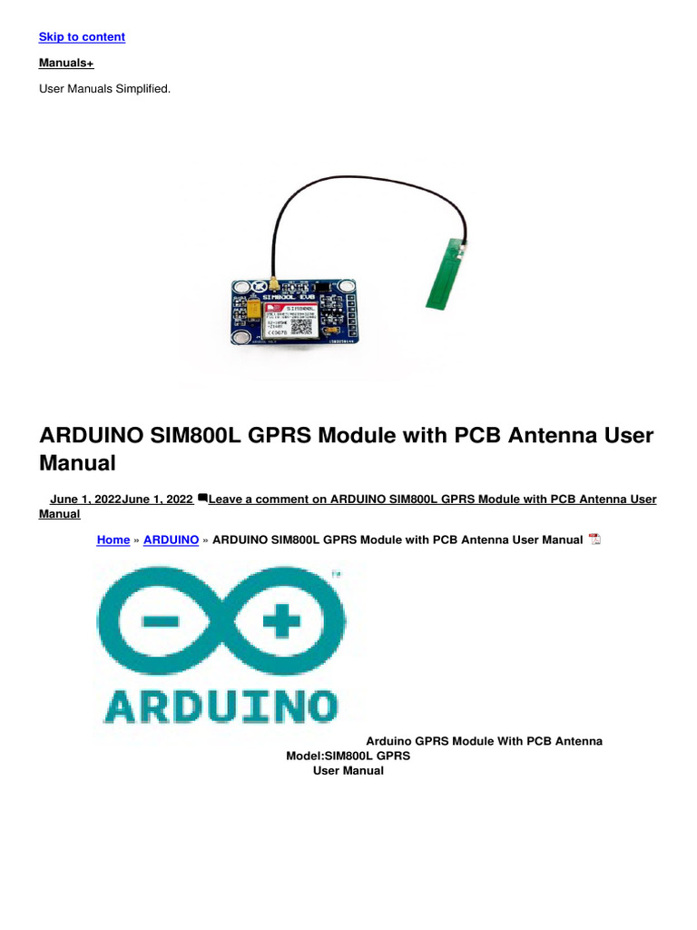 Sim800l Gprs Module With PCB Antenna Manual | PDF | Arduino | Computer ...