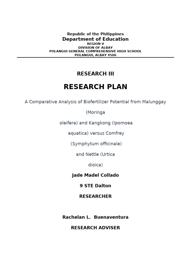 Research Plan Format | PDF | Fertilizer | Agriculture