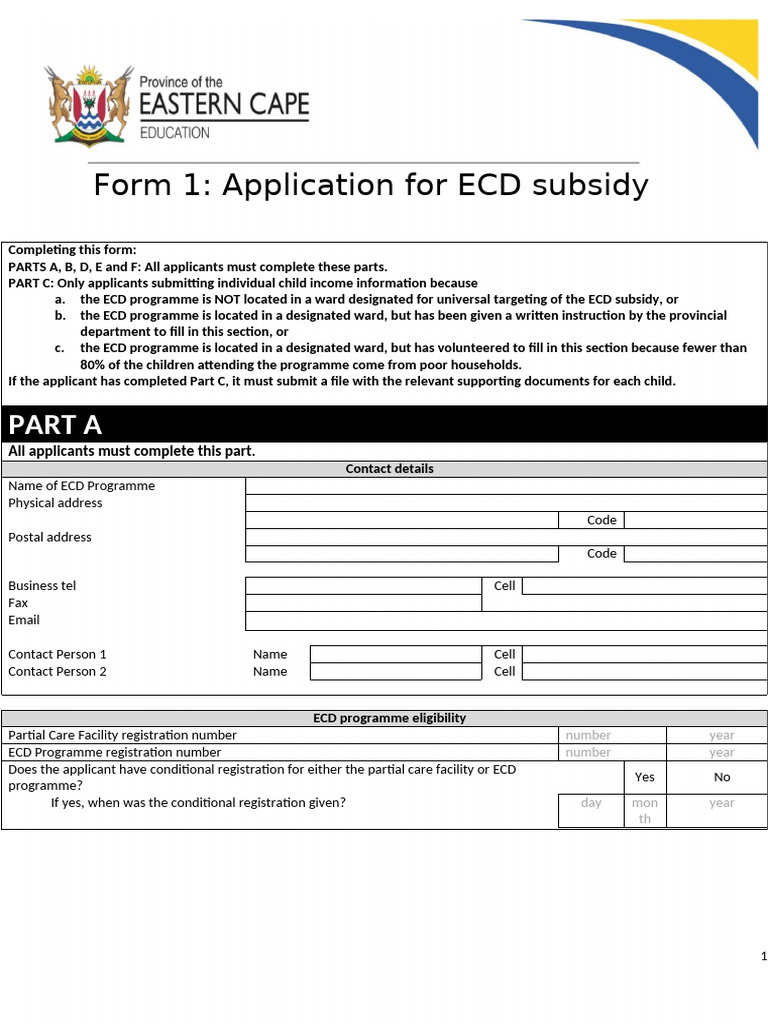 ECD Applicat Form 1 - 20260223 - 101745 | PDF | Subsidy | Bookkeeping