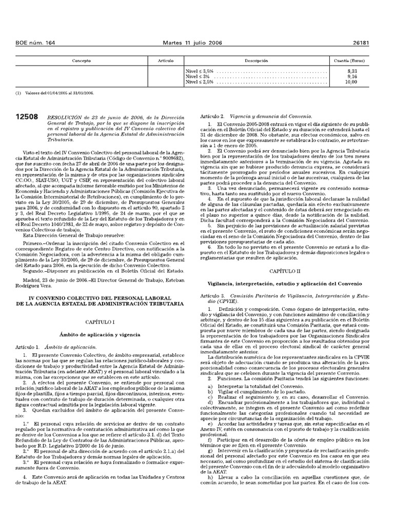 Tema 4 El IV Convenio Colectivo Del Personal Laboral de La Agencia ...