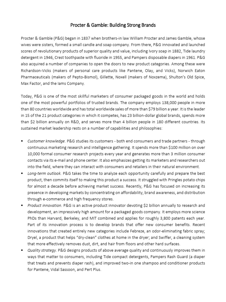 LO3 Case Study - Procter and Gamble Building Strong Brands | PDF ...