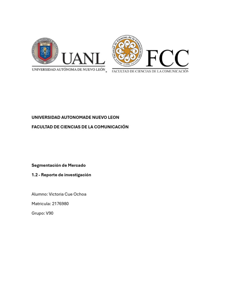 Victoria Cue 1.2 | PDF | Segmentación de mercado | Investigación de mercado