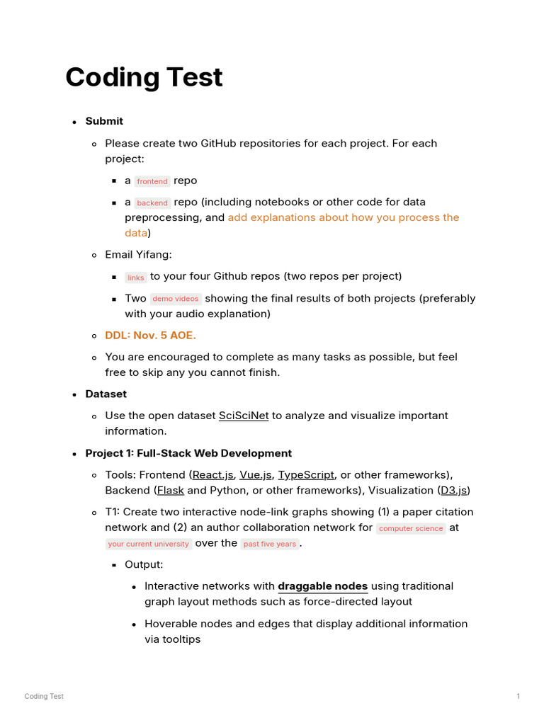 Coding Test Fall 2026 | PDF | Data Analysis | Software Engineering