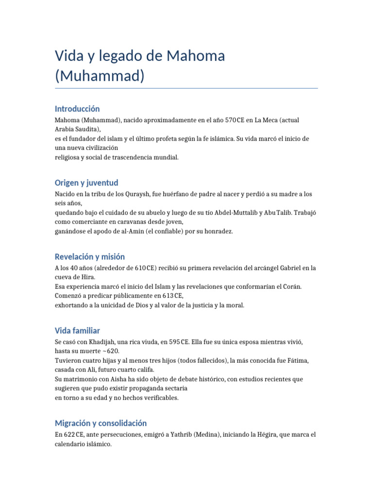 Vida y Legado de Mahoma | PDF