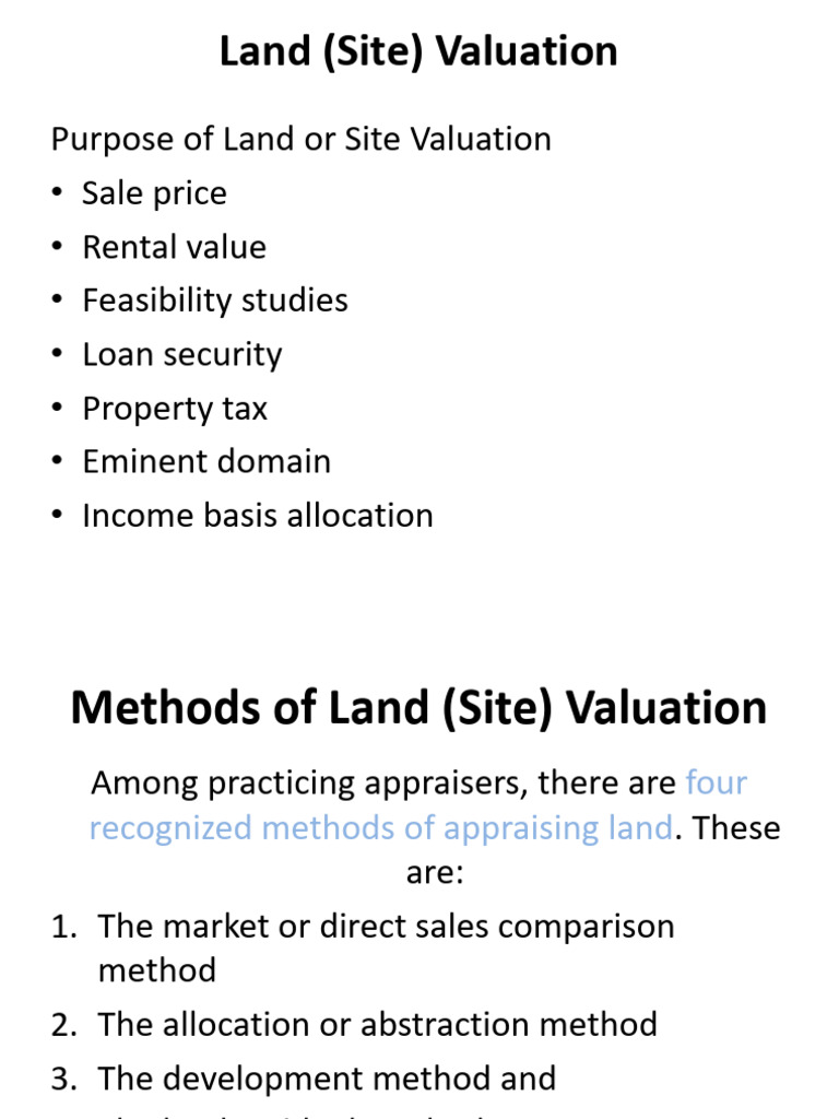 Lecture 4 Land (Site) Valuation | PDF | Real Estate Appraisal | Economies