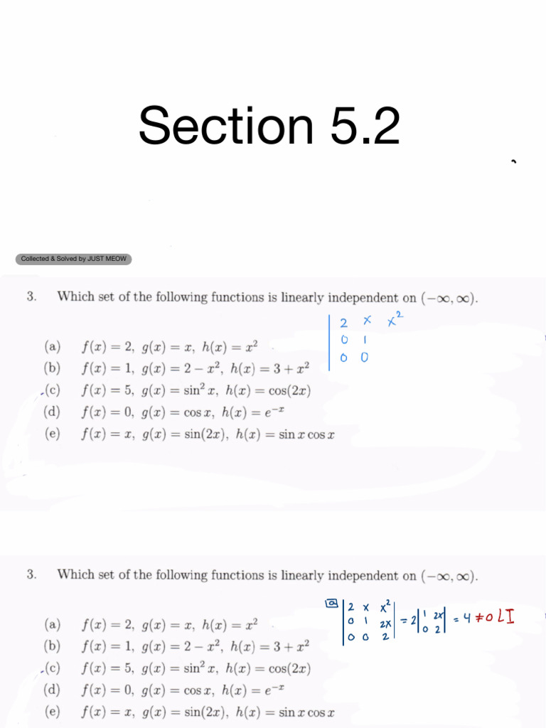 Section 5.2: Collected & Solved by JUST MEOW | PDF