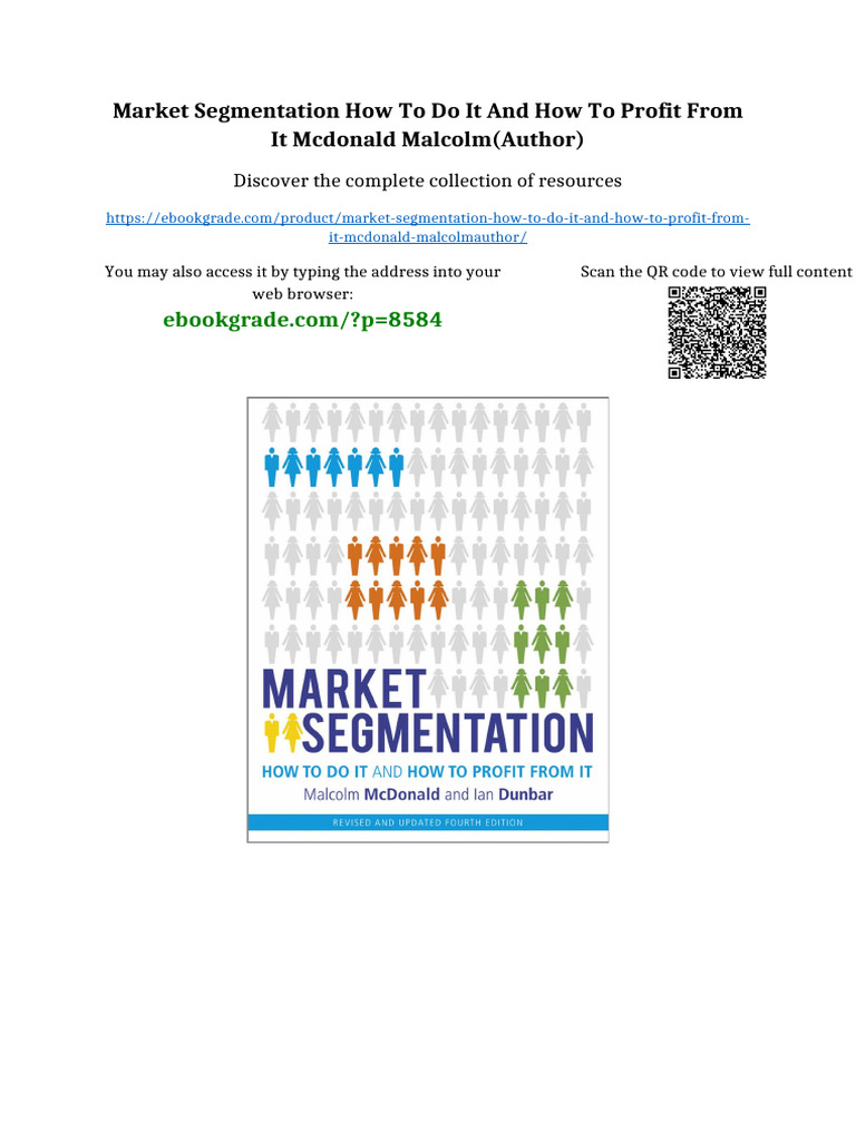 Market Segmentation How To Do It and How To Profit From It McDonald ...