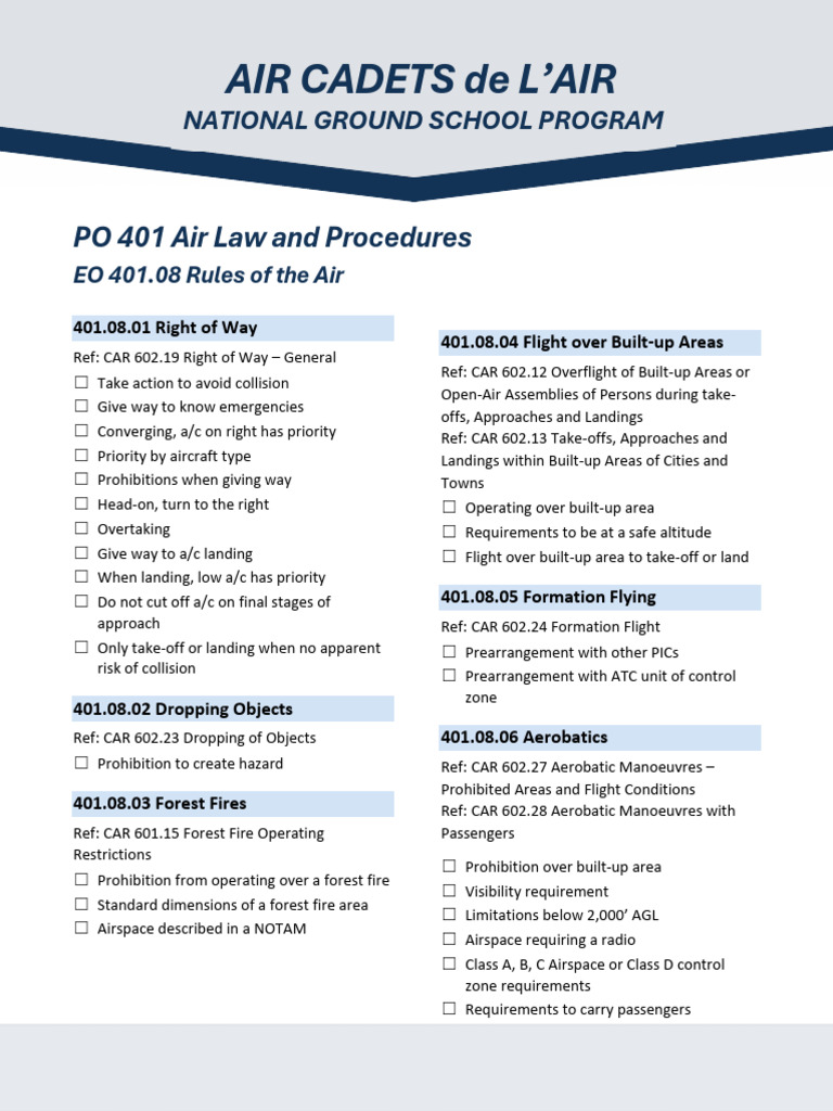 401.08 EN-1 Rules of The Air - Topic List | PDF | Visual Flight Rules ...