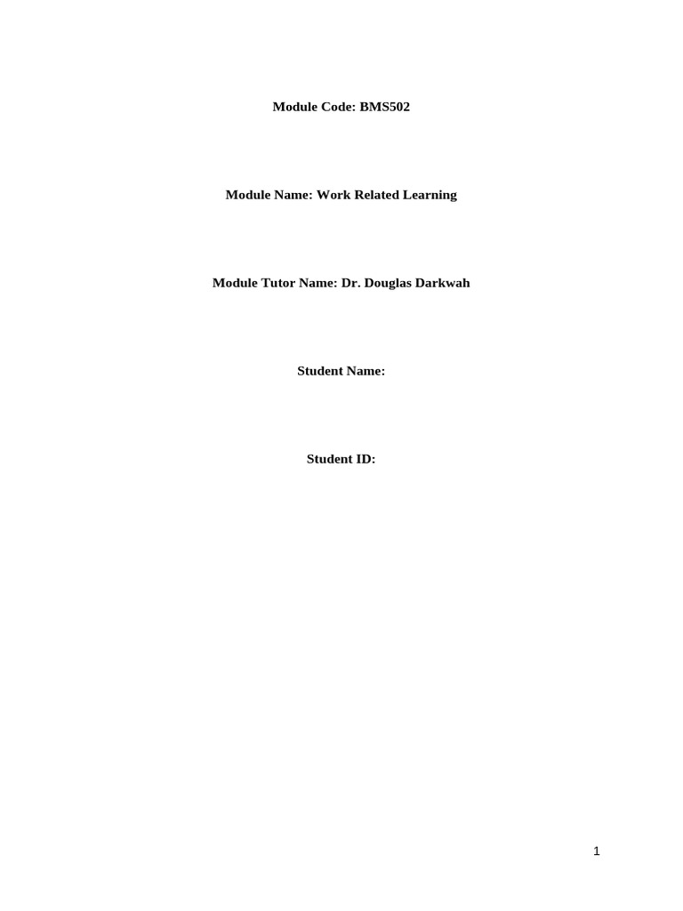 Work Based Learning 4000 Words | PDF | Human Resource Management ...
