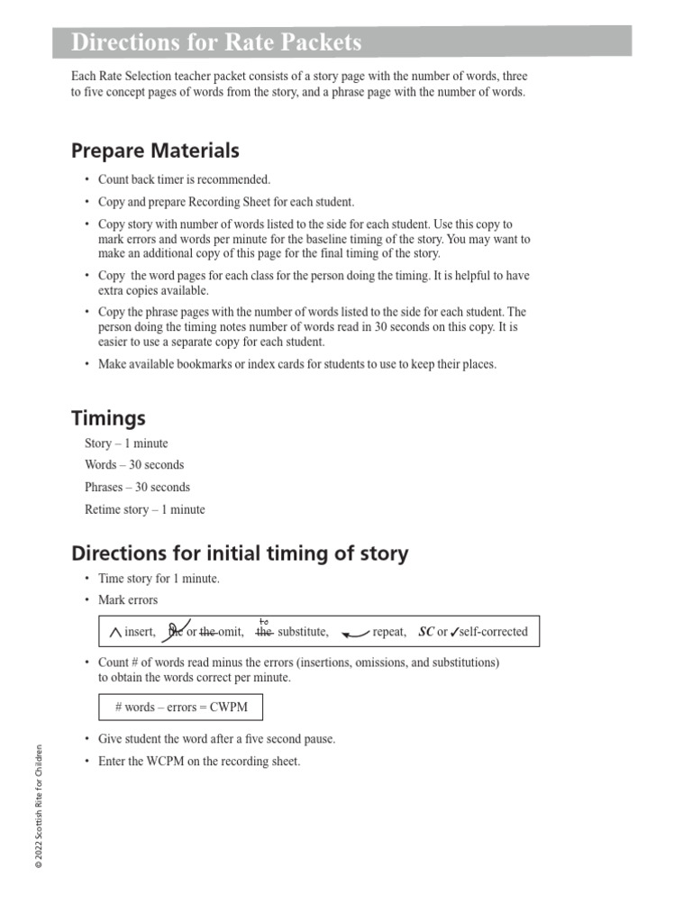 Fluency Directions | PDF