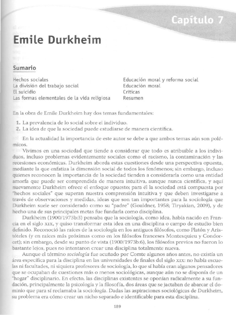 Durkheim | PDF | Emile Durkheim | Sociología