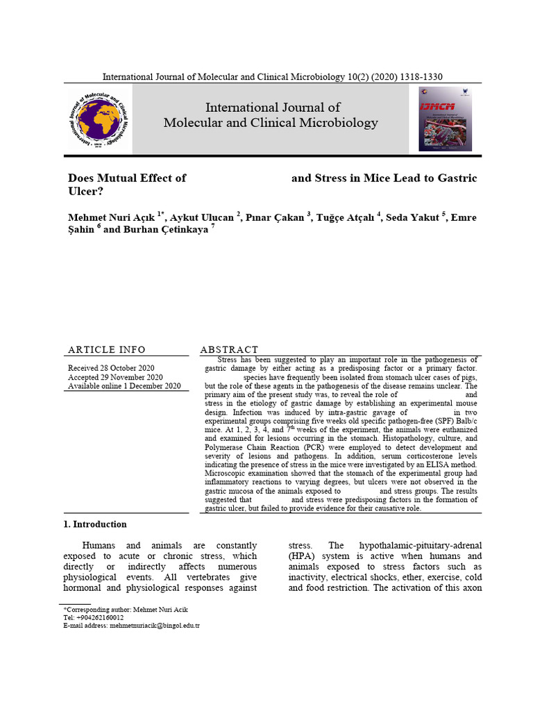 2020 - Does Mutual Effect of Arcobacter Butzleri | PDF | Stress ...