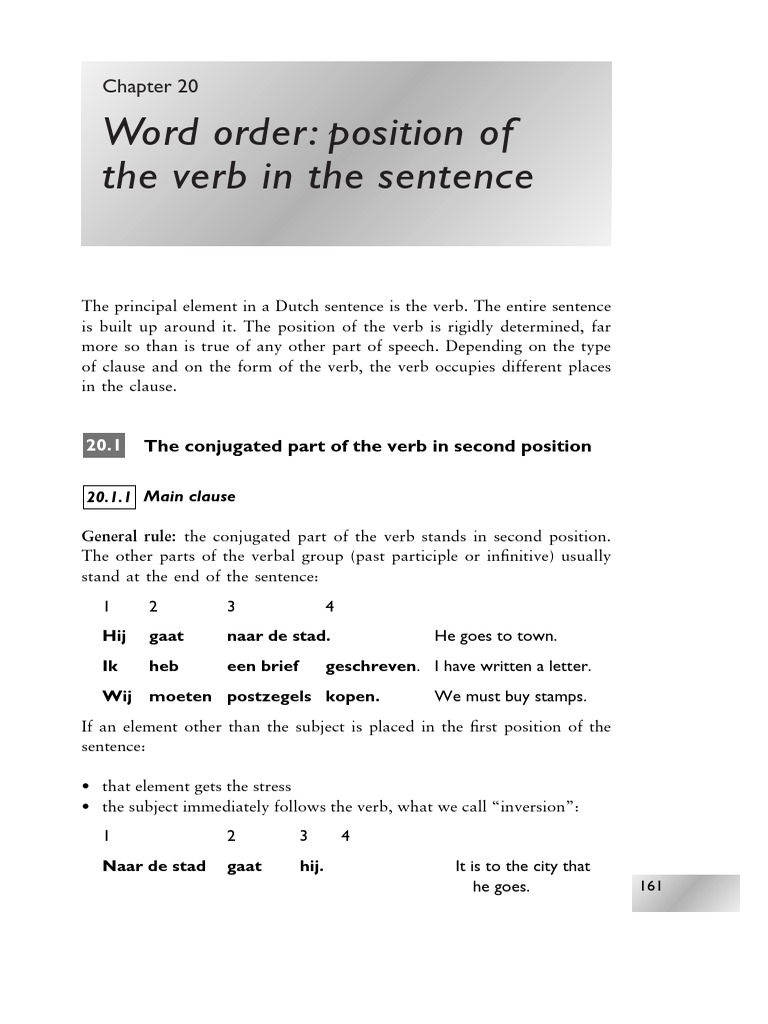 Word Order Position of The Verb | PDF