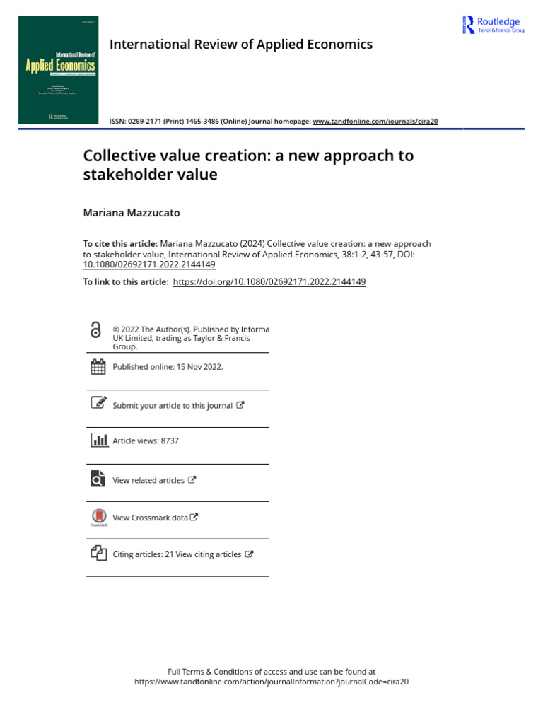 Collective Value Creation A New Approach To Stakeholder Value | PDF ...