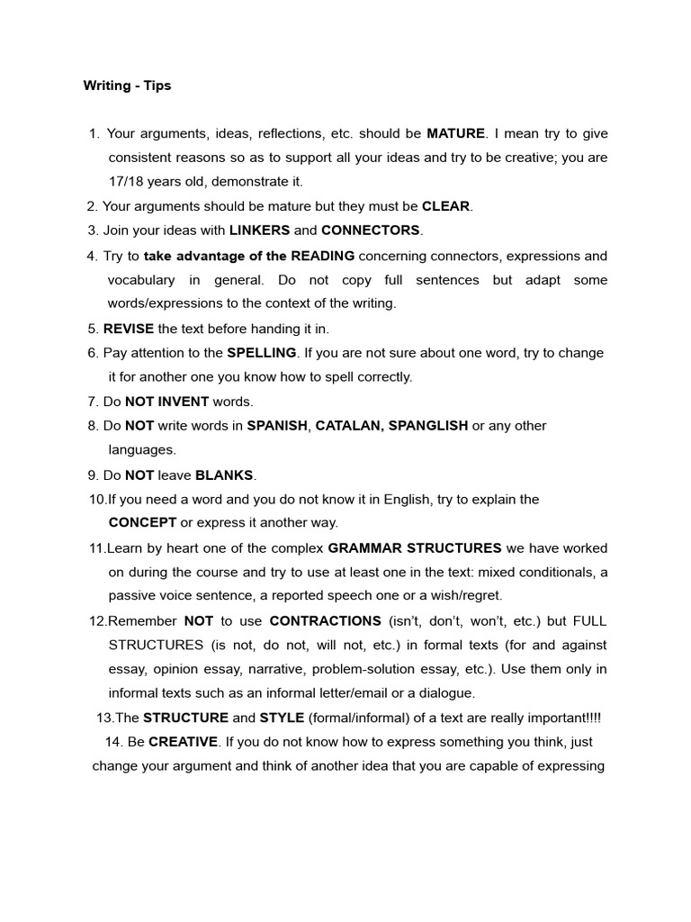 Writing TIPS | PDF