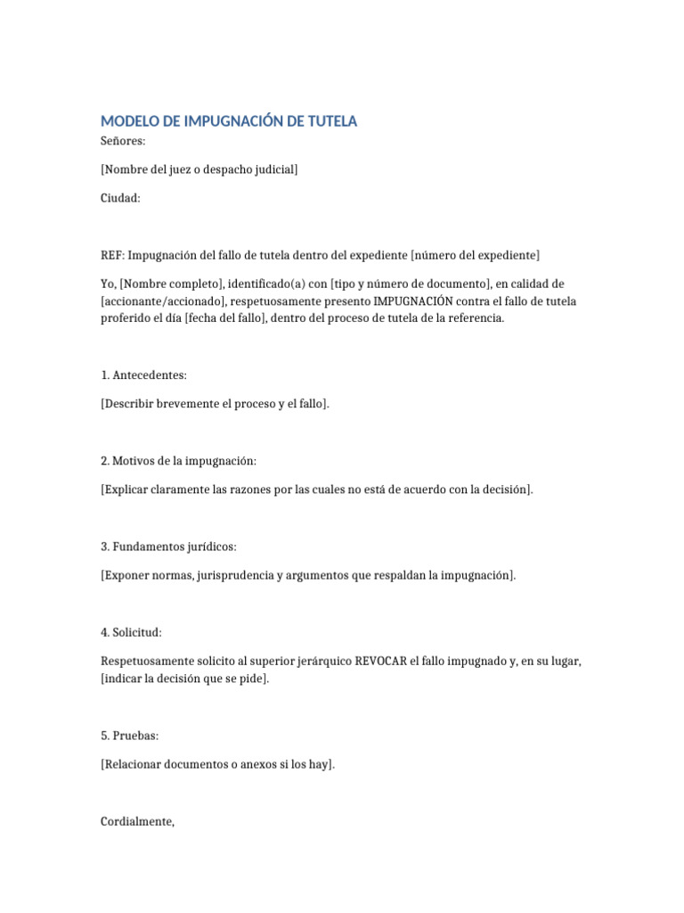 Modelo Impugnacion Tutela | PDF
