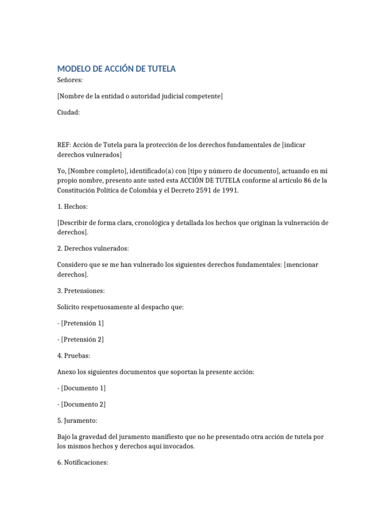 Modelo Tutela | PDF