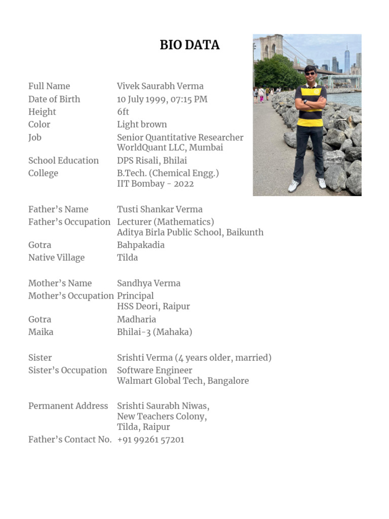 Bio Data | PDF
