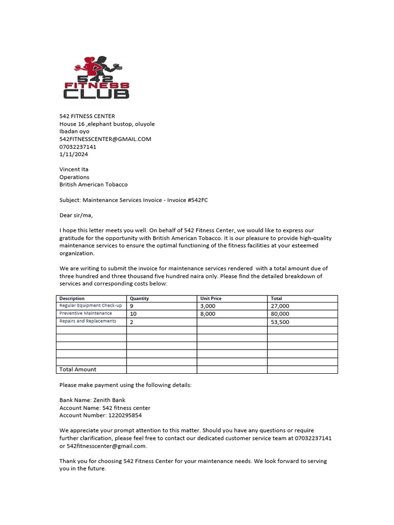 Bat Maintainance Invoice | PDF
