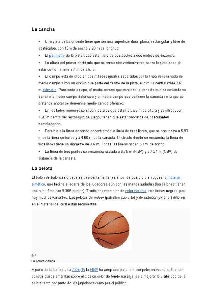 Reglas Basicas Del Baloncesto | PDF | Posiciones de baloncesto | Árbitro