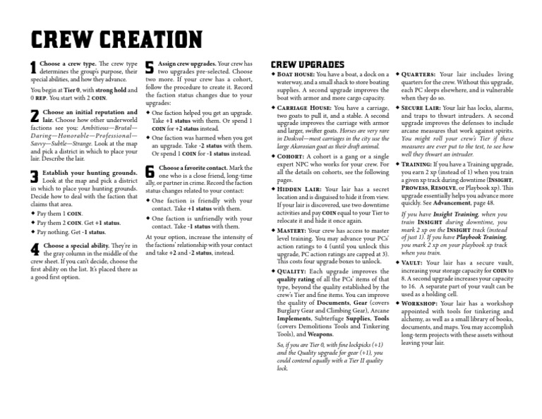 Crew Creation Sheet | PDF