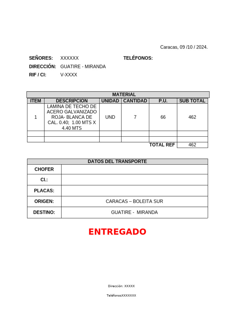 Guia de Transporte Modelo | PDF